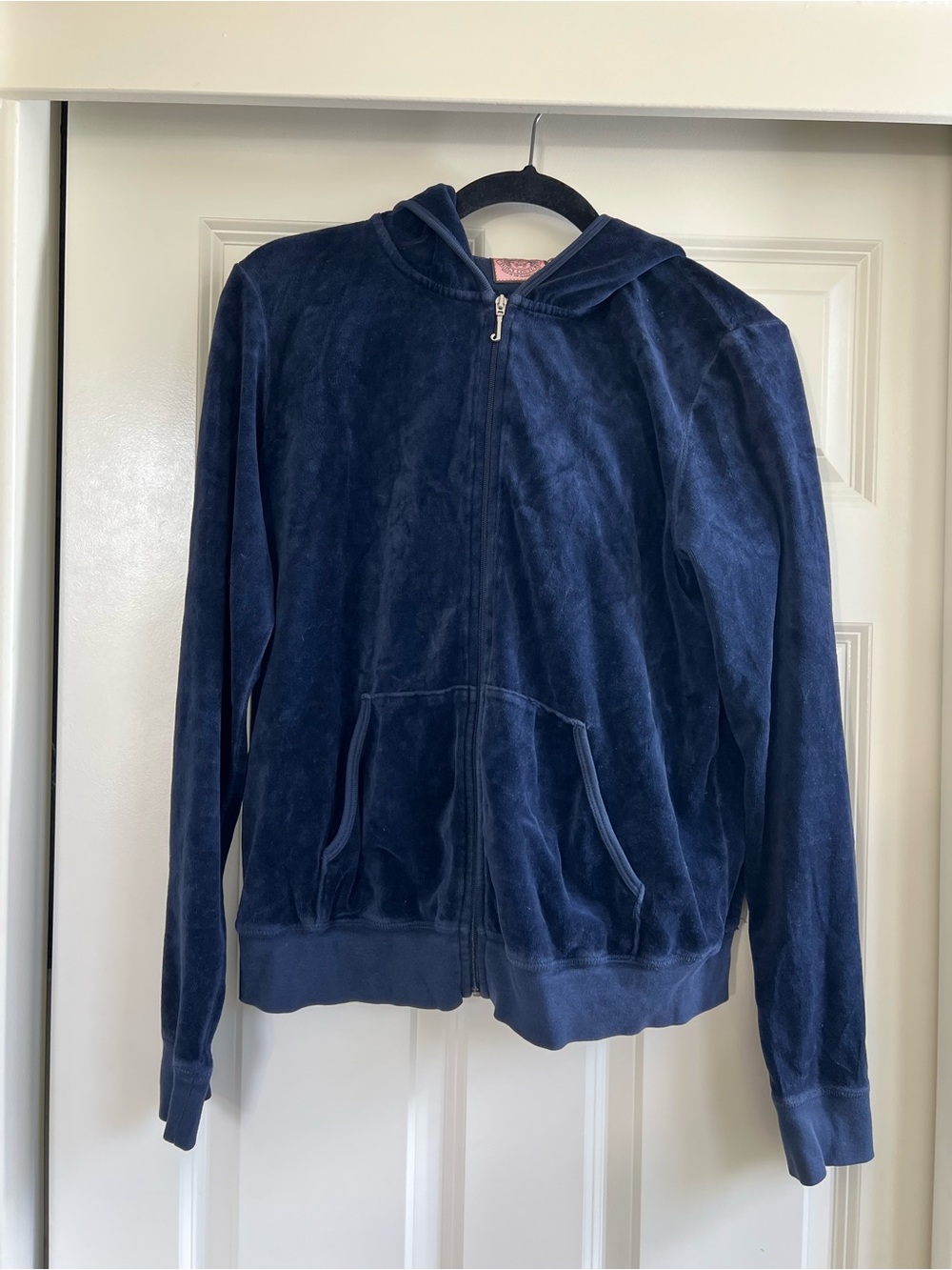 Juicy Couture Blue Velour Hooded Zip-Up Jacket